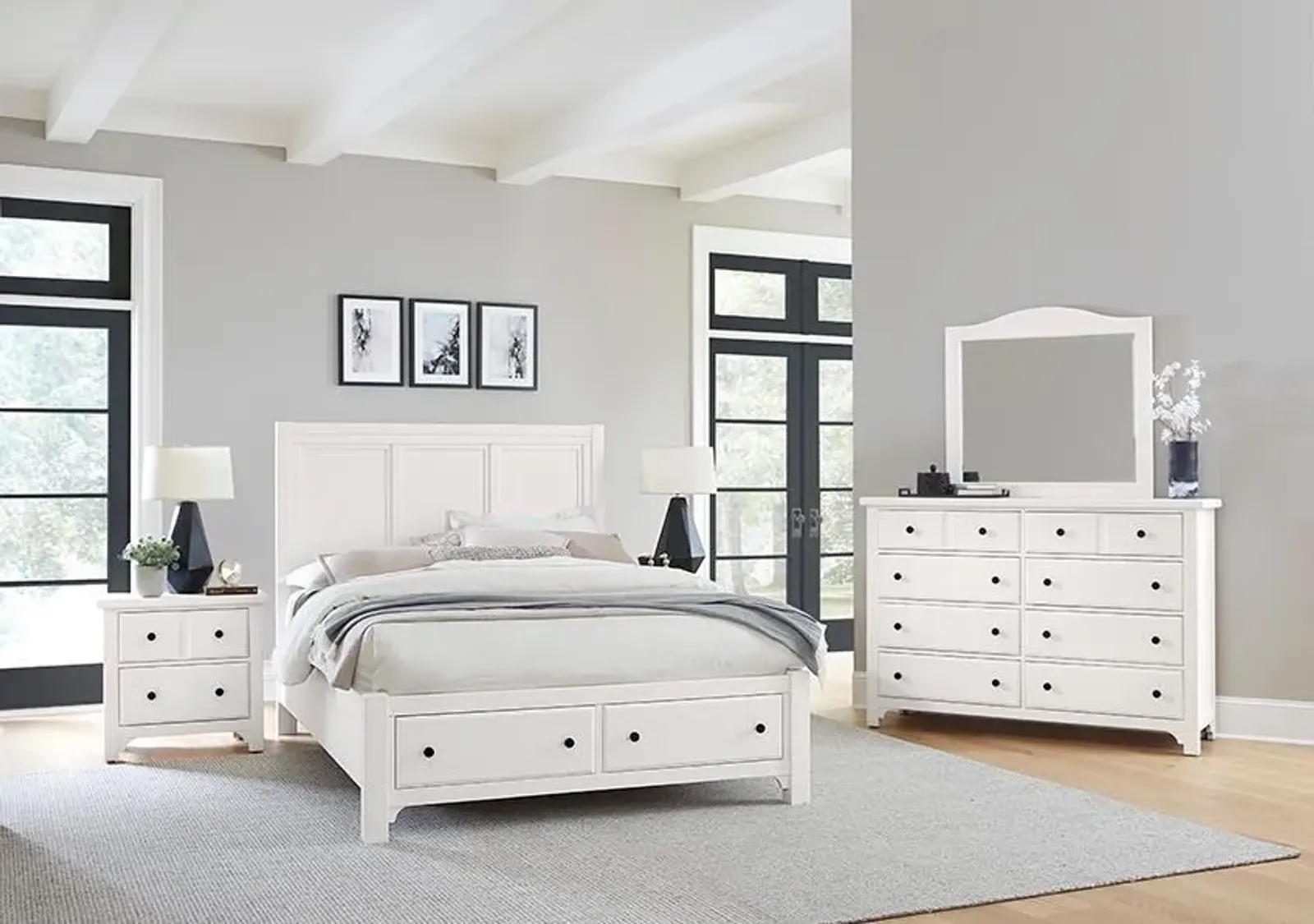 Queen Storage Footboard Bedroom Cool Farmhouse Soft White