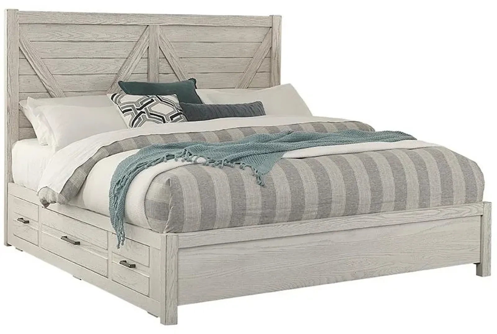 Queen V Panel Bed With Drawers 2 Side