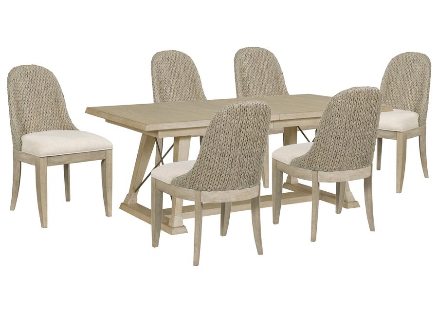 Table And Six Boca Woven Side Chairs