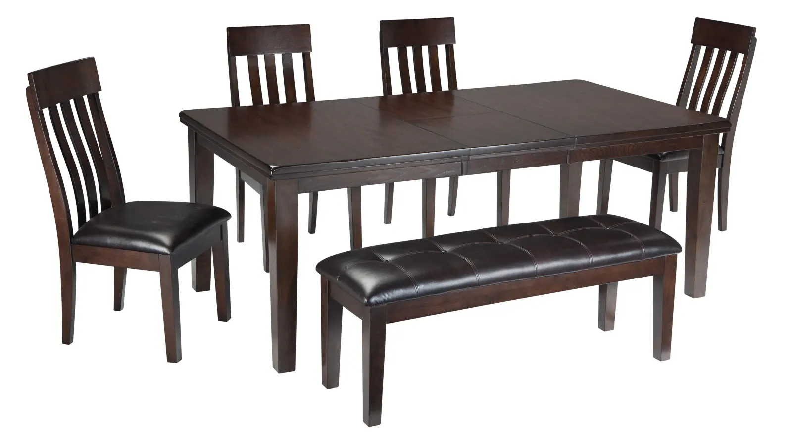 6-Piece Rectangular Dining Room Table W/ 4 Upholstered Dining Side Chairs And Upholstered Dining Bench Set