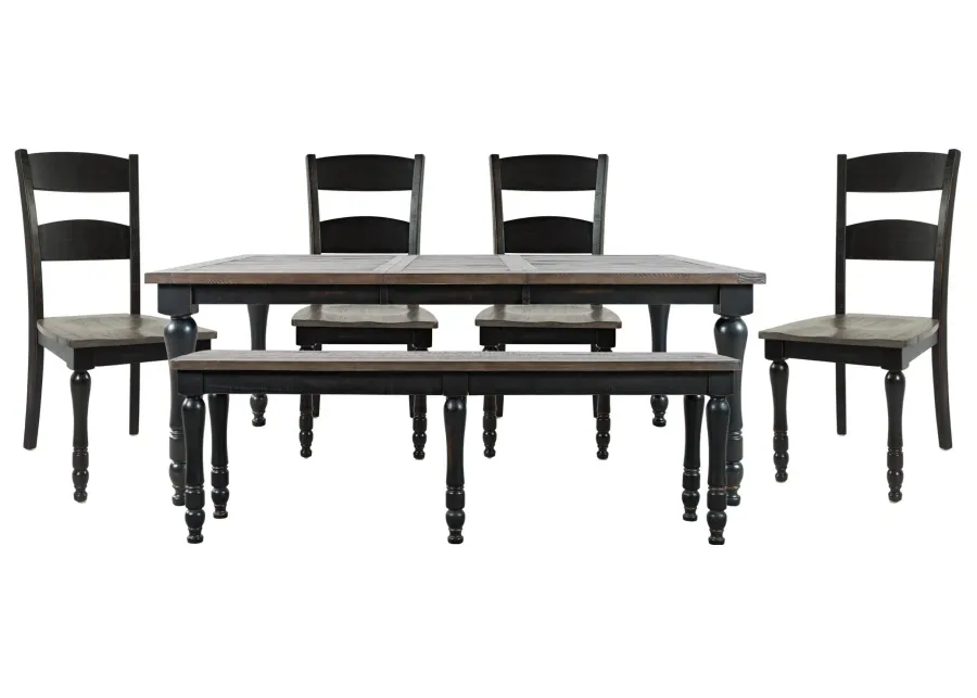 Rectangle Dining Table, 4 Ladderback Side Chairs, And Bench