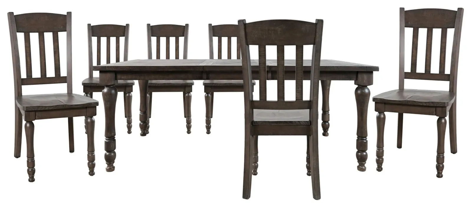 Rectangle Dining Table And 6 Slatback Dining Side Chairs