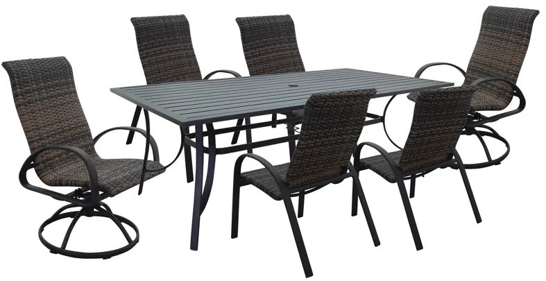 84 Inch Table, 4 Dining Chairs, And 2 Swivel Chair