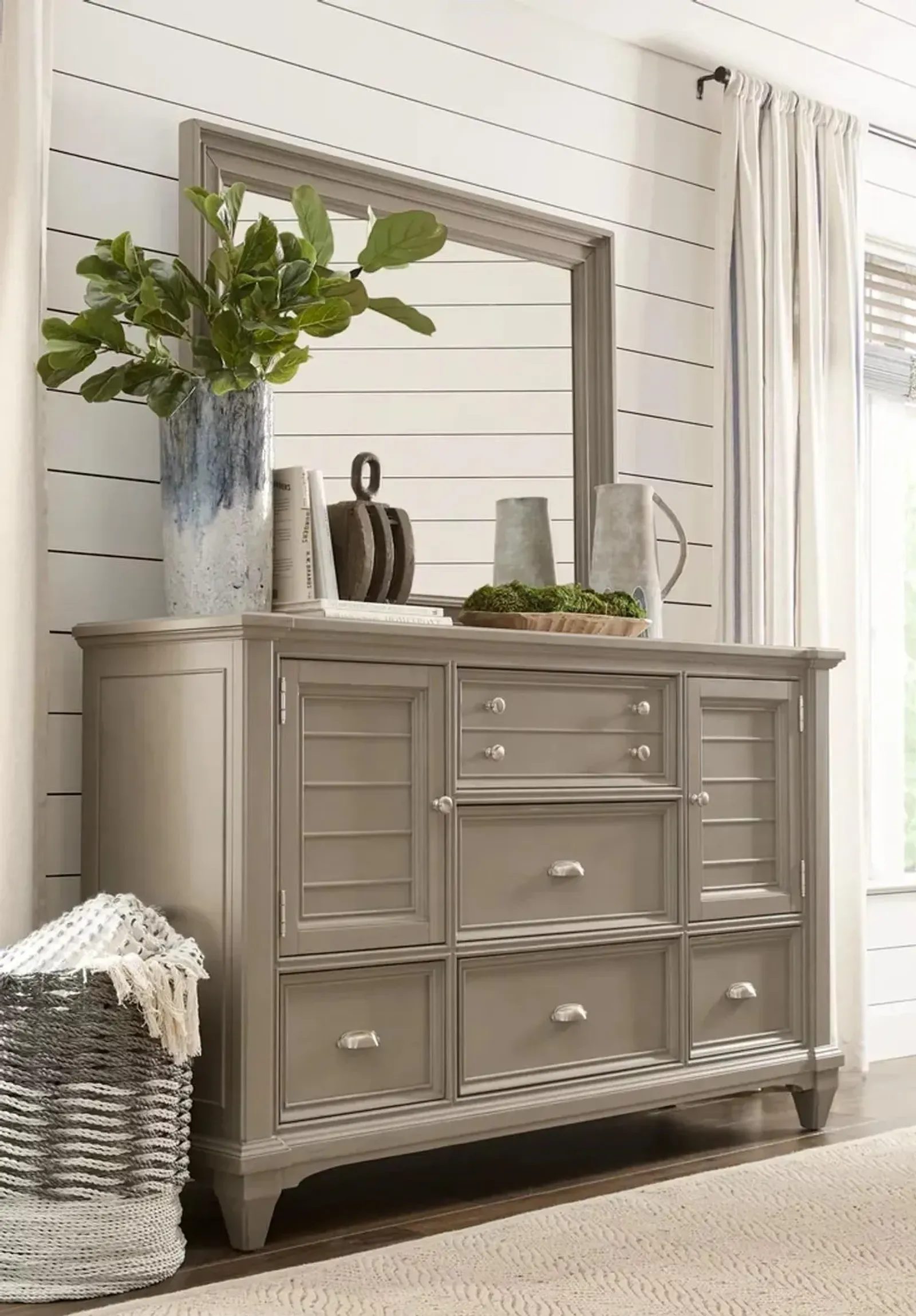 Door Dresser And Rectangular Mirror