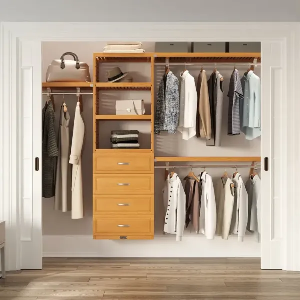 Solid Wood Closet Organizer with 4 Drawers Modern
