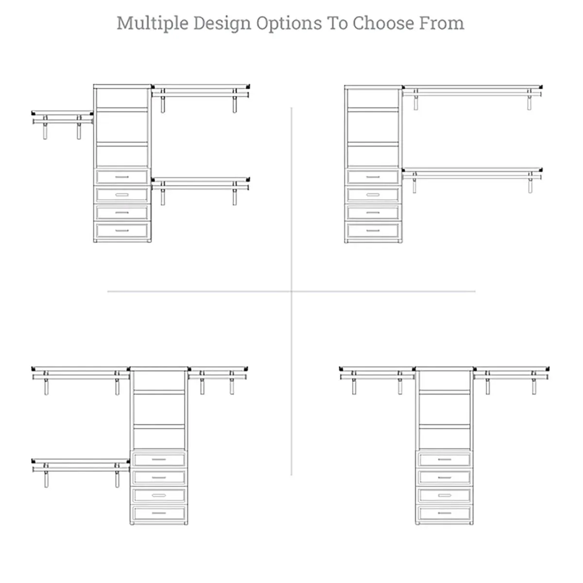 Solid Wood Closet Organizer with 4 Drawers Modern
