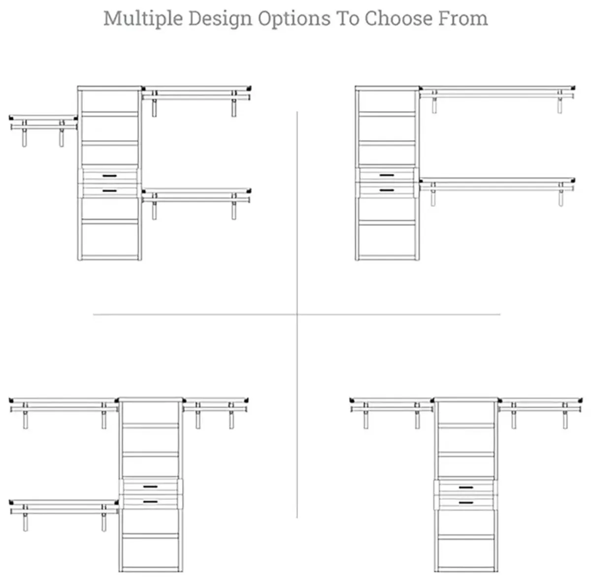Solid Wood Closet Organizer System with 2 Drawers Shaker