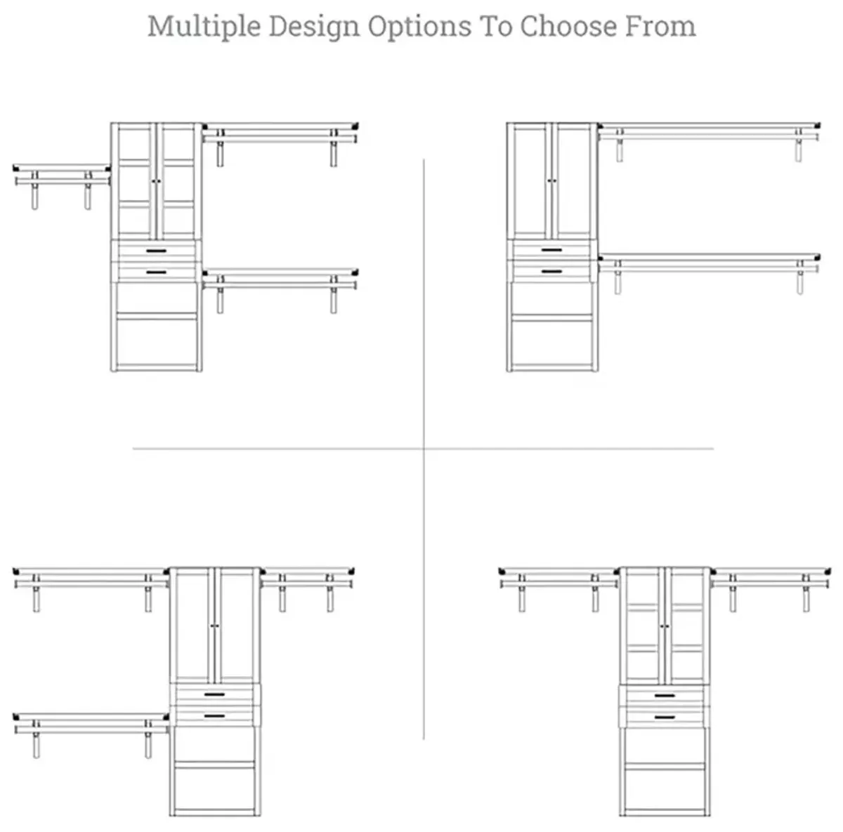 Solid Wood Closet Organizer with 2 Drawers and Doors Shaker
