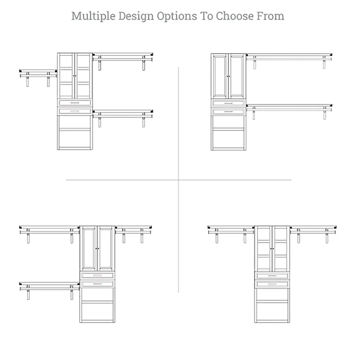 Solid Wood Closet Organizer with 2 Drawers and Doors Modern