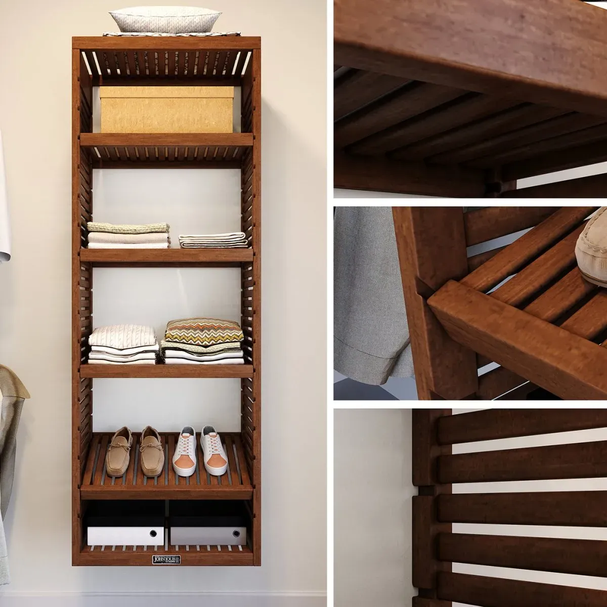 Solid Wood Closet Tower with Adjustable Shelves