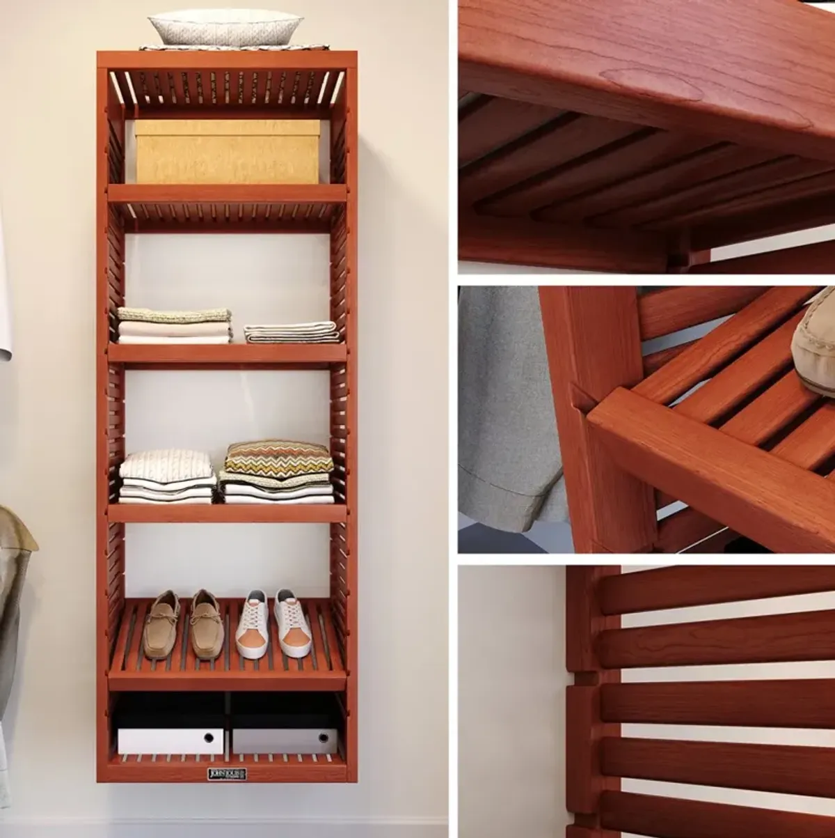 Solid Wood Closet Tower with Adjustable Shelves