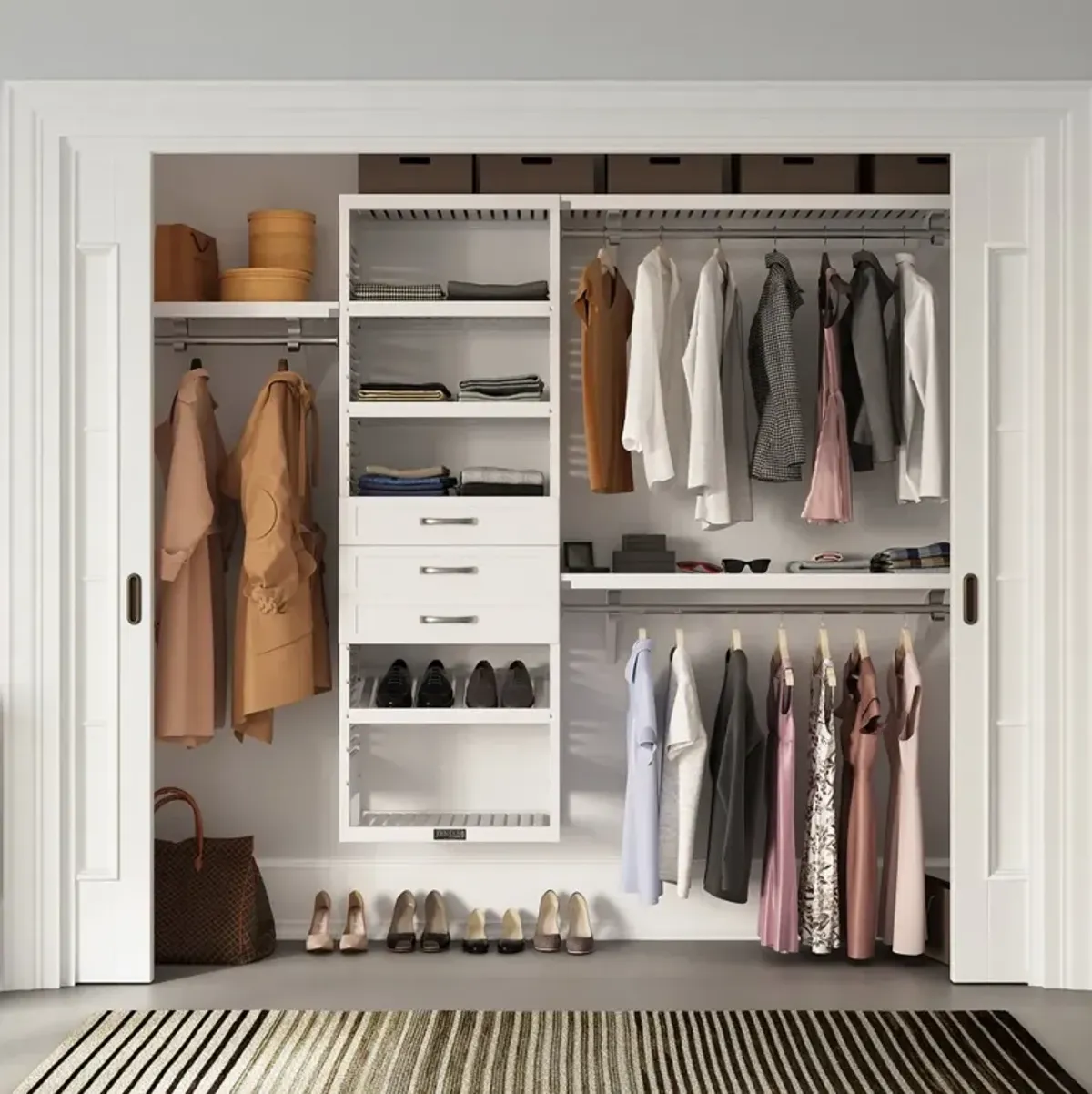 Solid Wood Closet Organizer with 3 Drawers Shaker