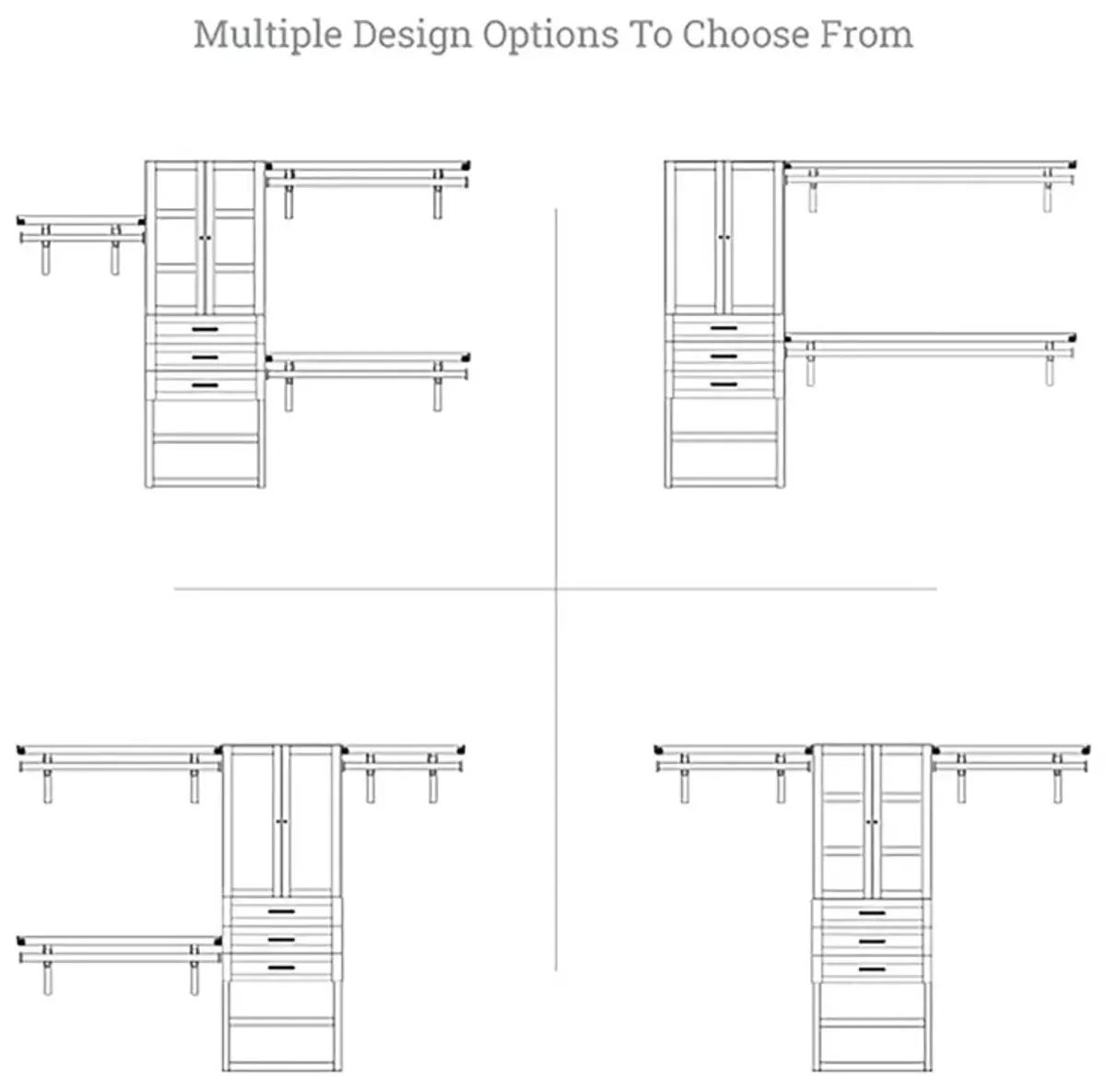 Solid Wood Closet Organizer with 3 Drawers and Doors Shaker