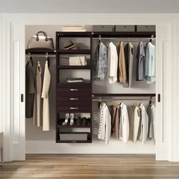 Solid Wood Closet Organizer with 3 Drawers Modern