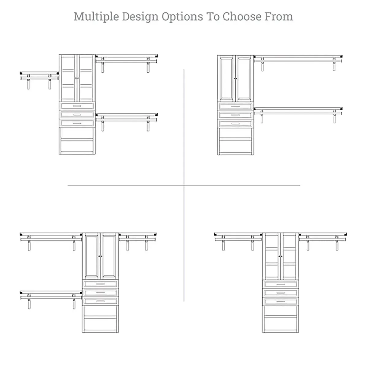 Solid Wood Closet Organizer with 3 Drawers and Doors Modern
