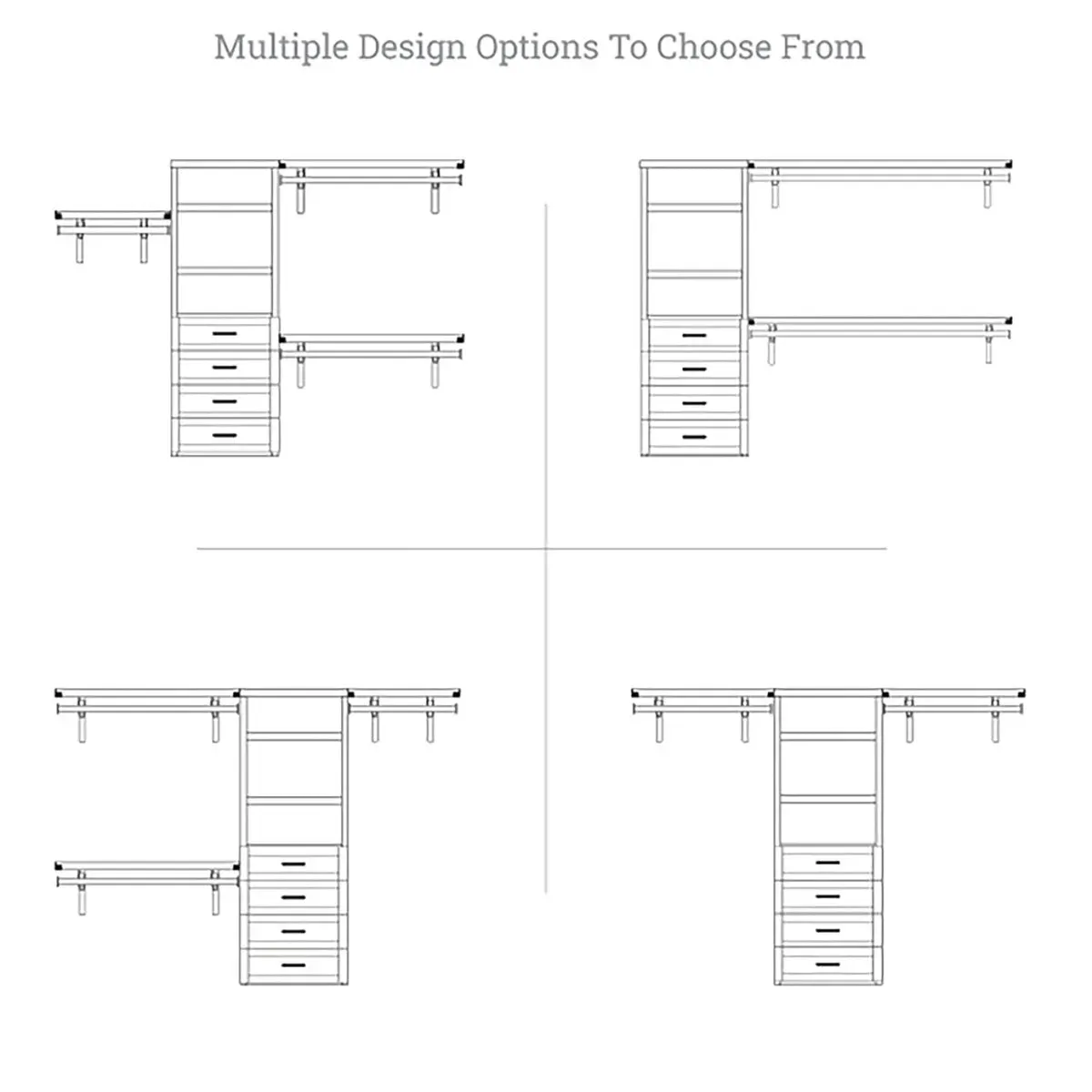 Solid Wood Closet Organizer with 4 Drawers Shaker