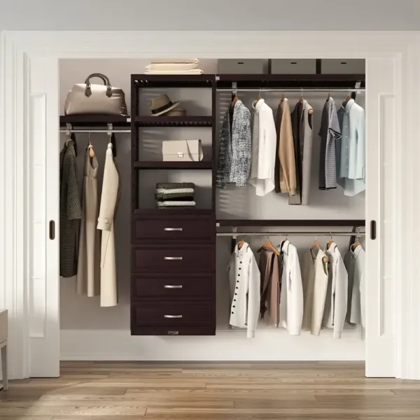Solid Wood Closet Organizer with 4 Drawers Modern