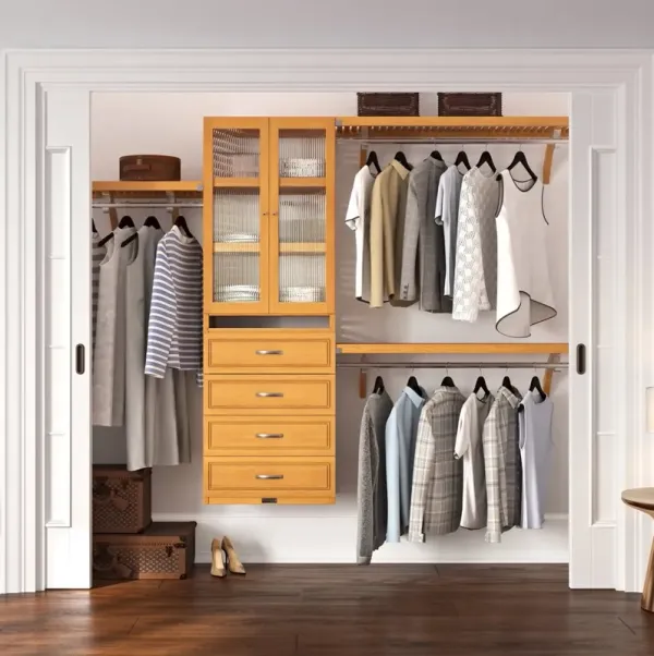 Solid Wood Closet Organizer with 4 Drawers and Doors Modern