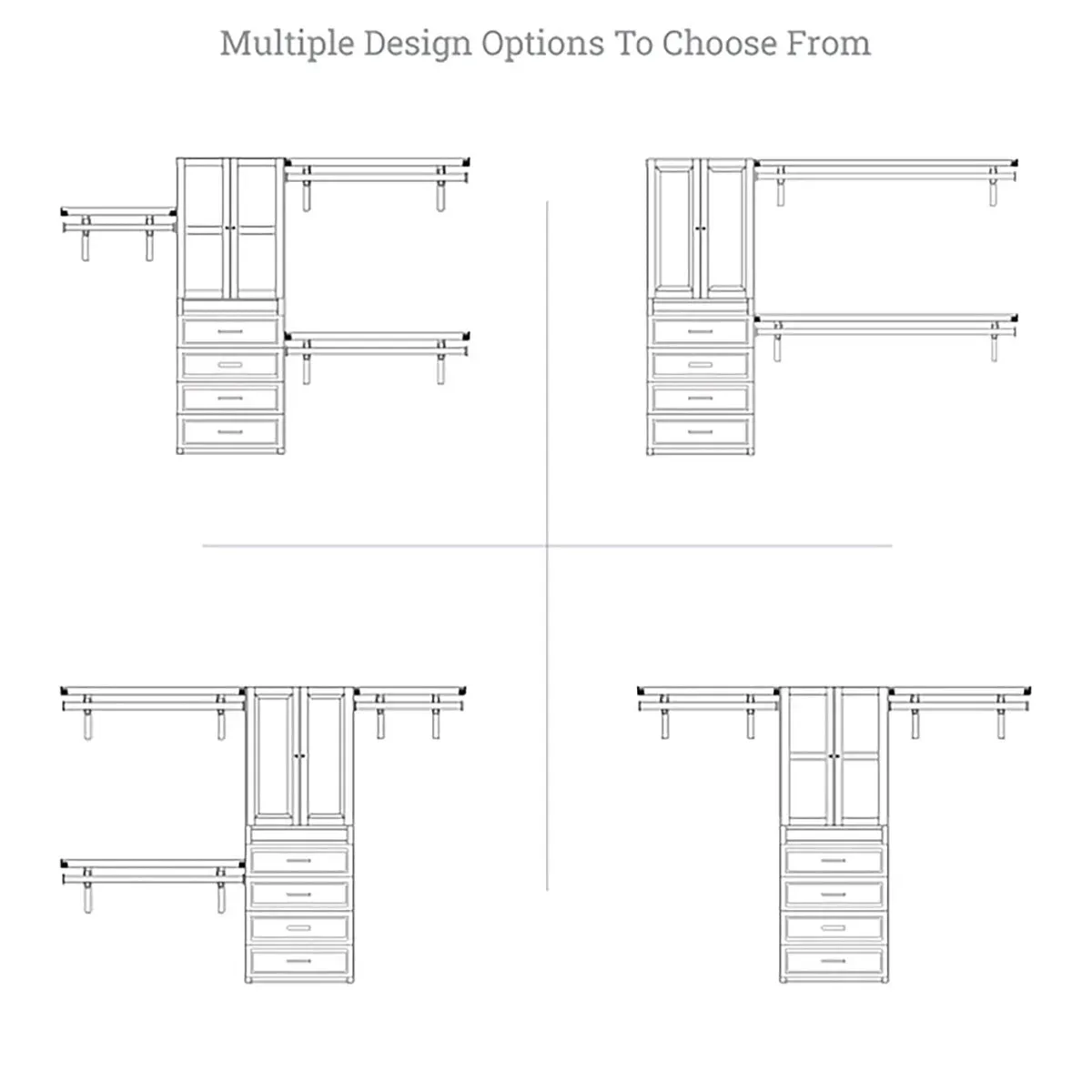 Solid Wood Closet Organizer with 4 Drawers and Doors Modern