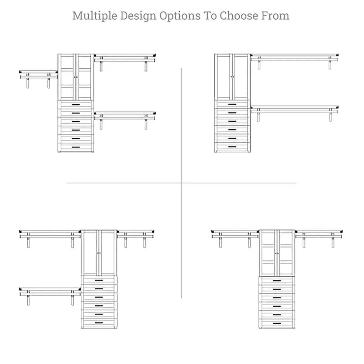 Solid Wood Closet Organizer with 6 Drawers and Doors Shaker