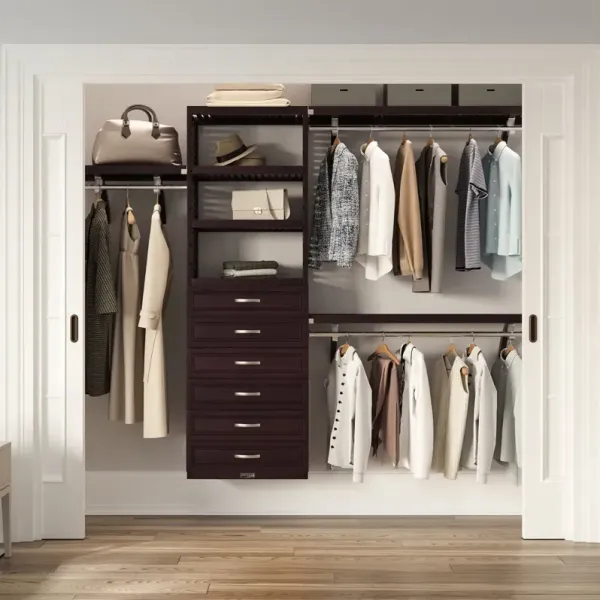 Solid Wood Closet Organizer with 6 Drawers Modern
