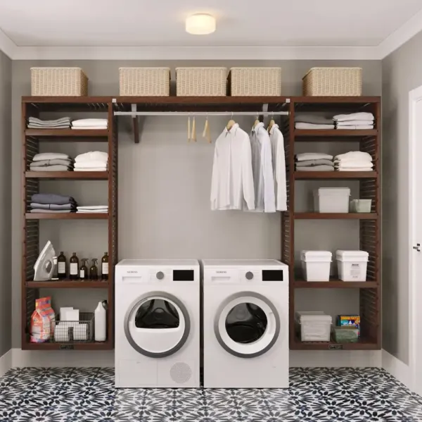 Solid Wood 16in. Deep 10ft Wide. PREMIUM Laundry Organizer