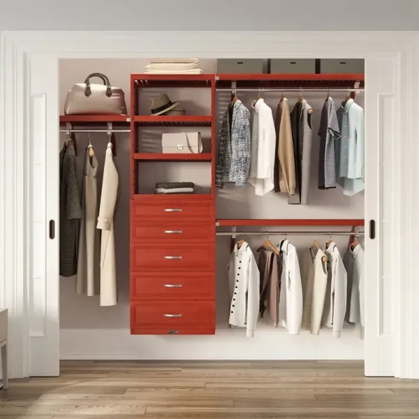 Solid Wood Closet Organizer with 5 Drawers Modern
