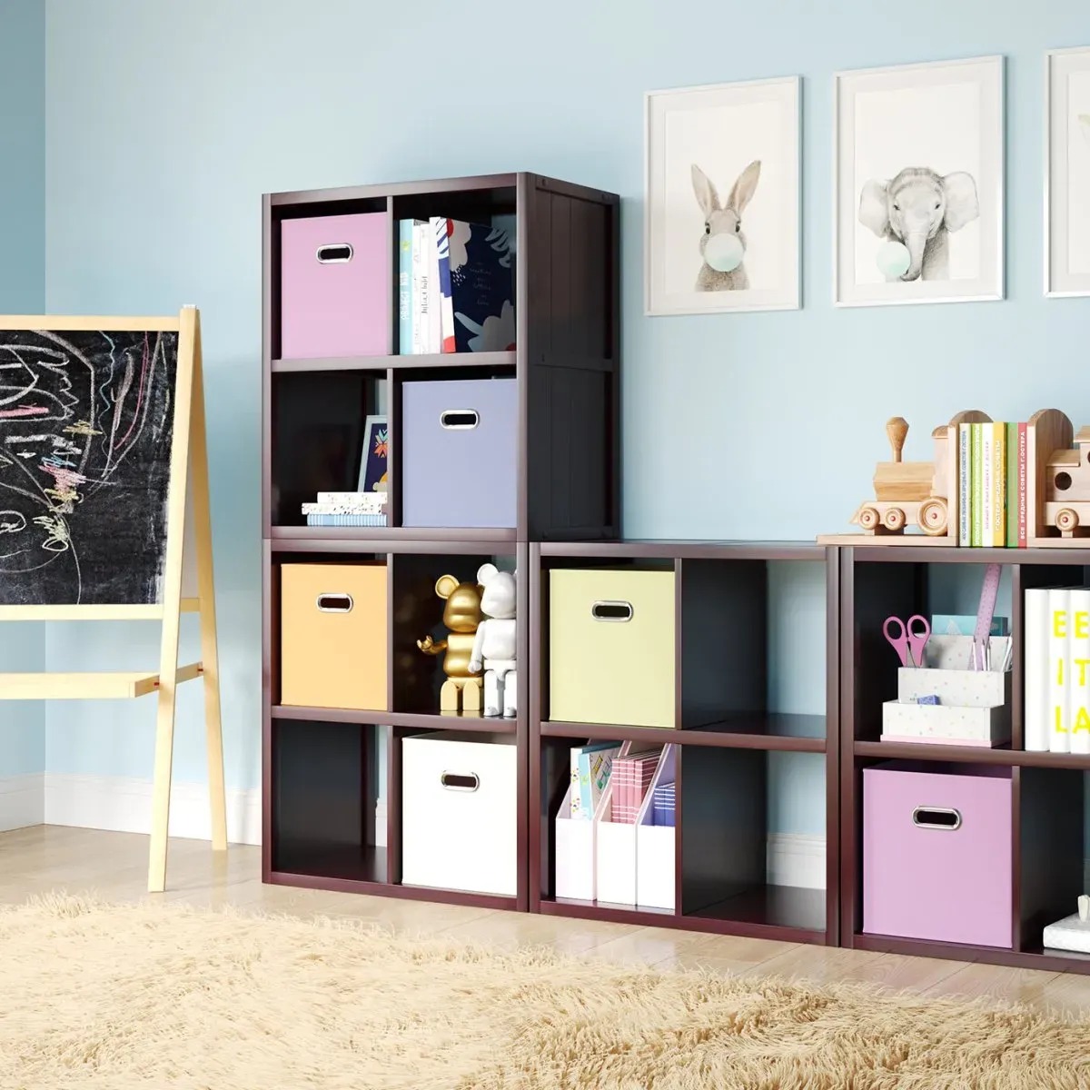 Solid Wood Tall 4 Cube Organizer