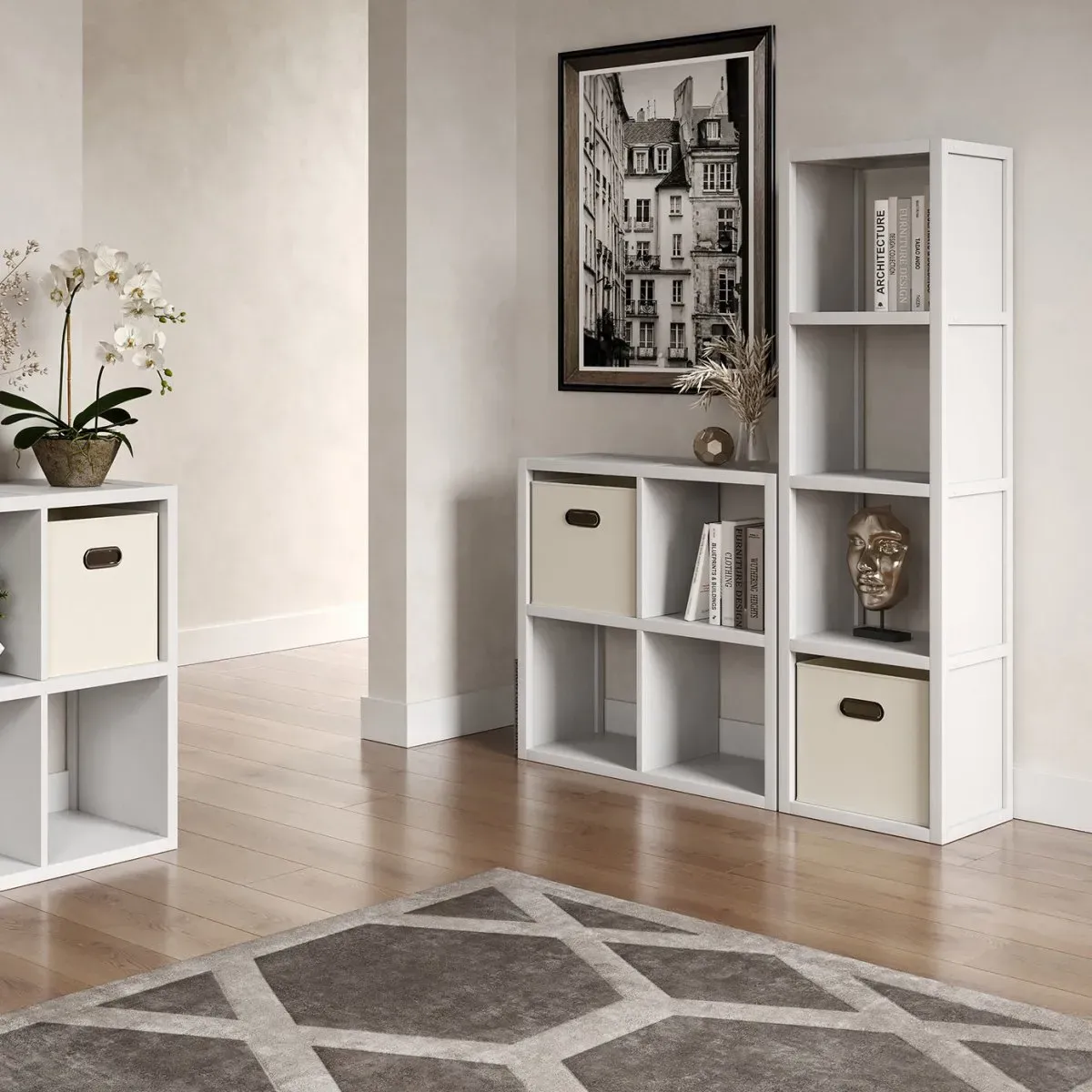 Solid Wood Tall 4 Cube Organizer