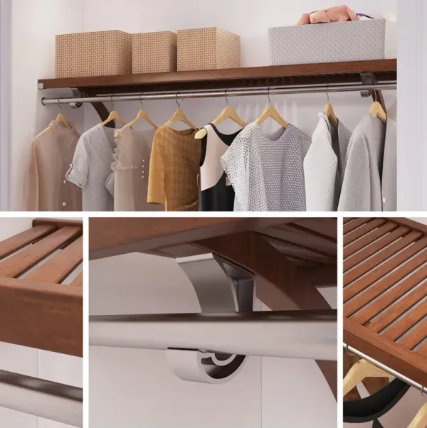 6 ft Solid Wood Shelving Kit with Bar