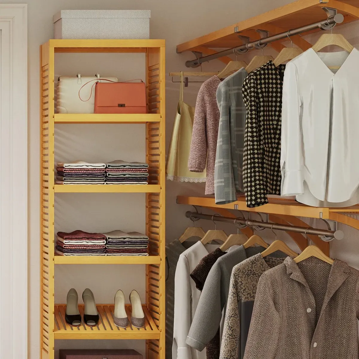 6 ft Solid Wood Shelving Kit with Bar