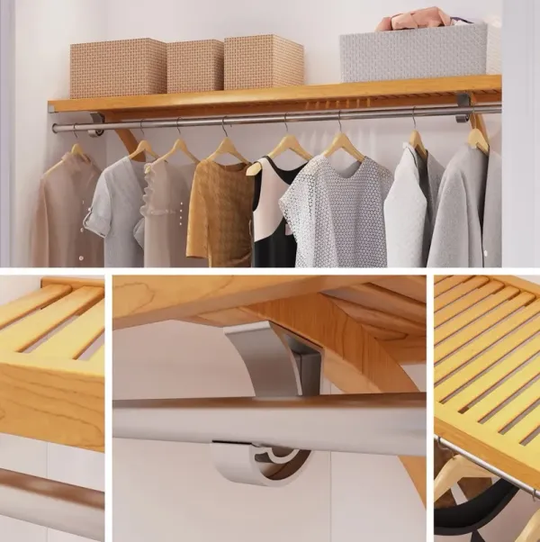 6 ft Solid Wood Shelving Kit with Bar