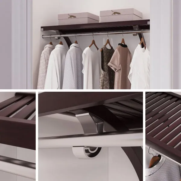 4 ft Solid Wood Closet Shelving Kit with Bar