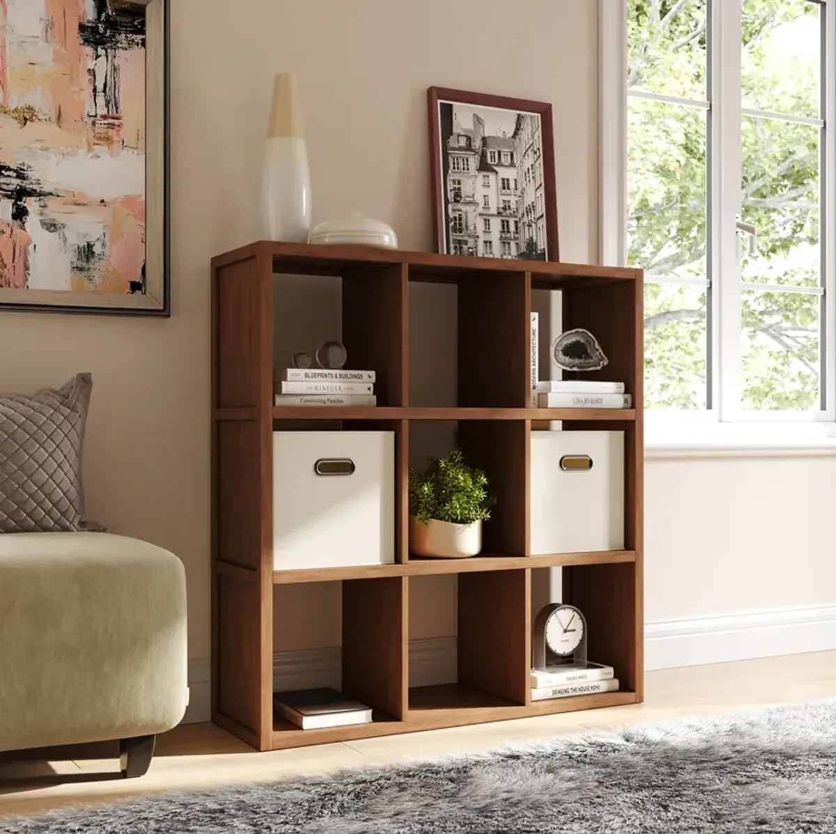 Solid Wood 9 Cube Storage Organizer
