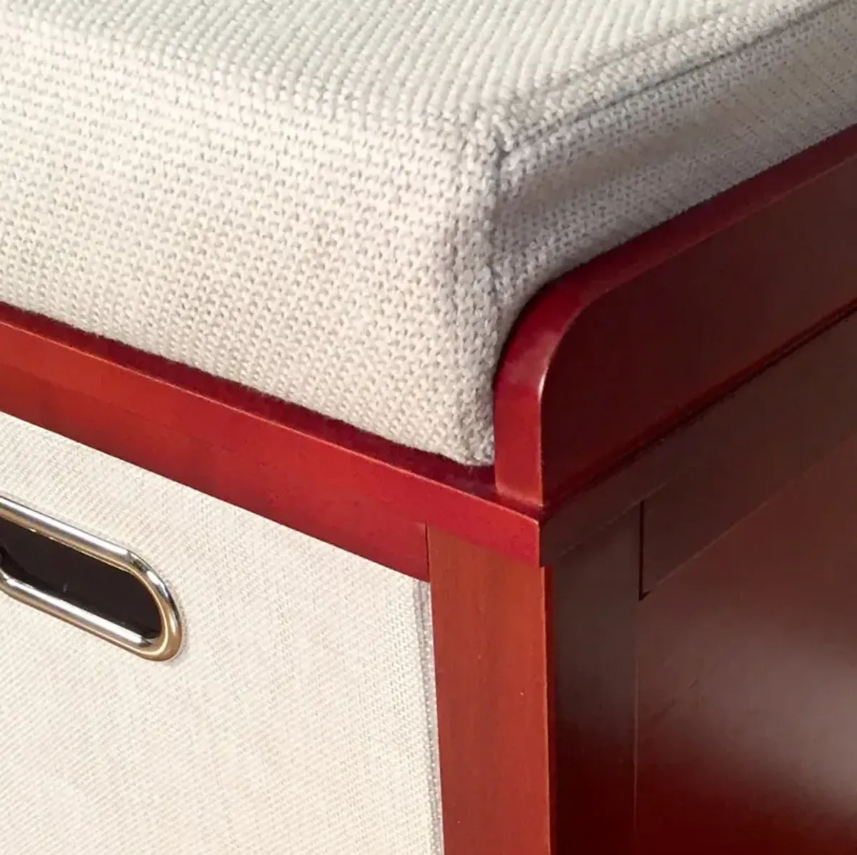 Solid Wood Entryway Bench with 2 Bins and 1 Shoe Divider