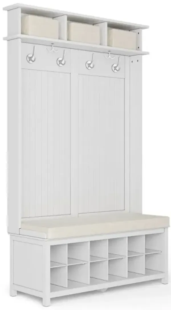 Solid Wood Hall Tree With Bench & Shoe Storage