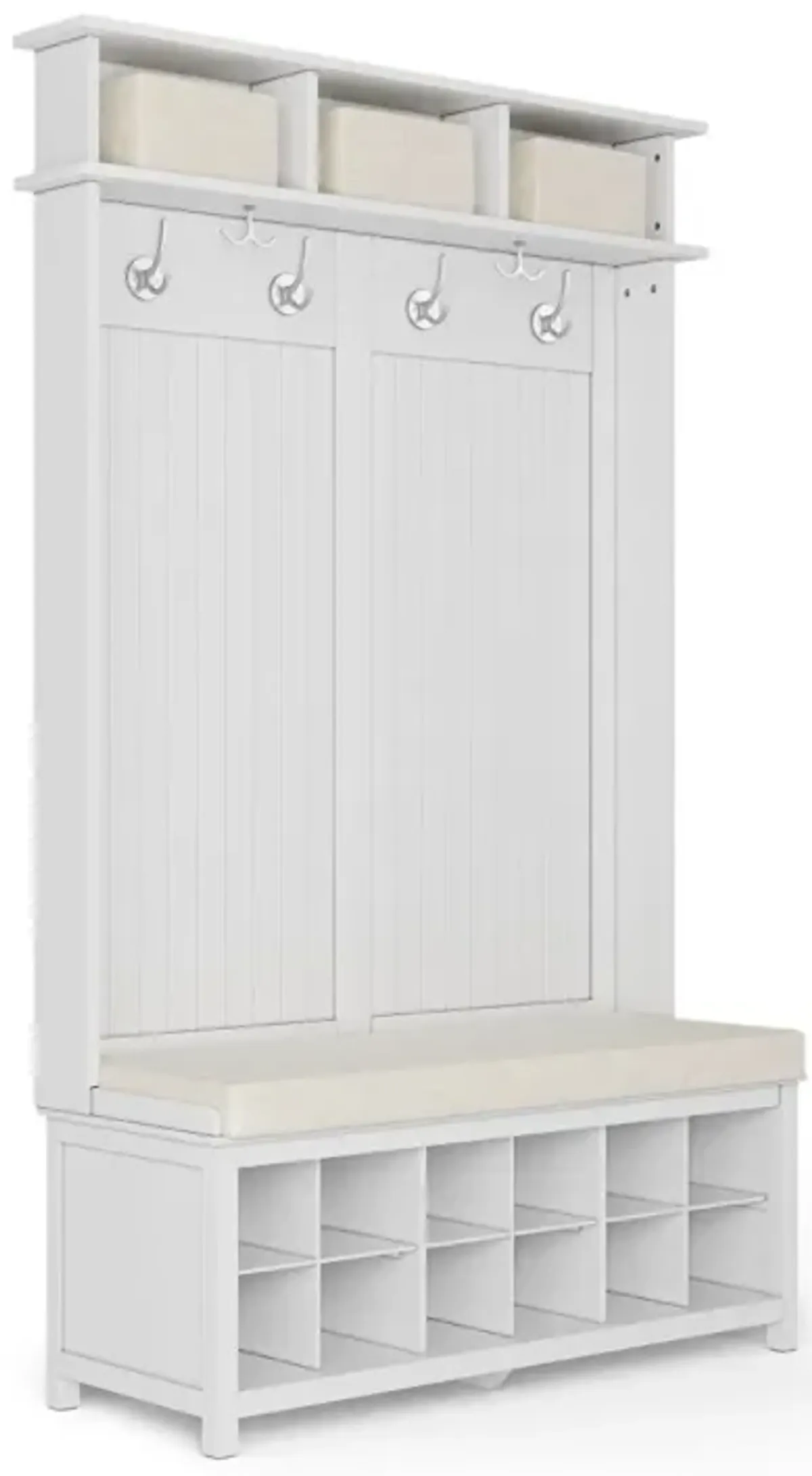 Solid Wood Hall Tree With Bench & Shoe Storage