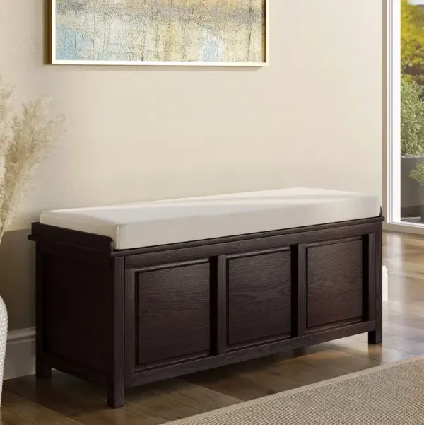 Solid Wood Open Top Storage Bench With Cushion