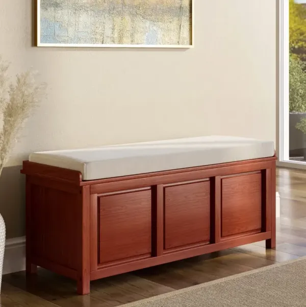Solid Wood Open Top Storage Bench With Cushion