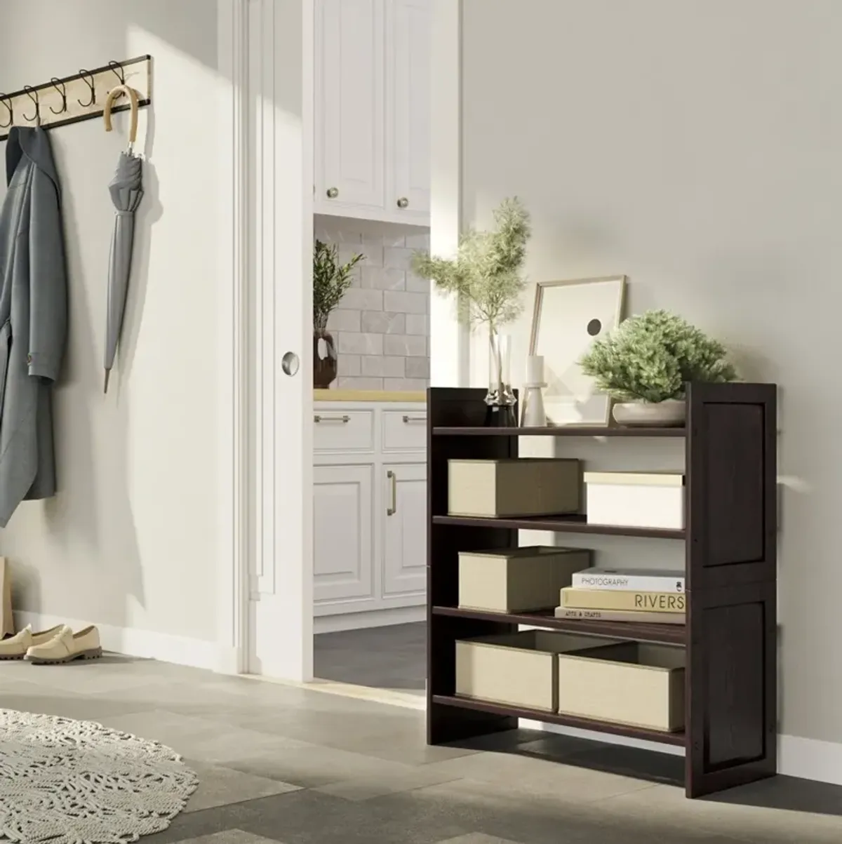 Solid Wood 2 Tier Storage Rack
