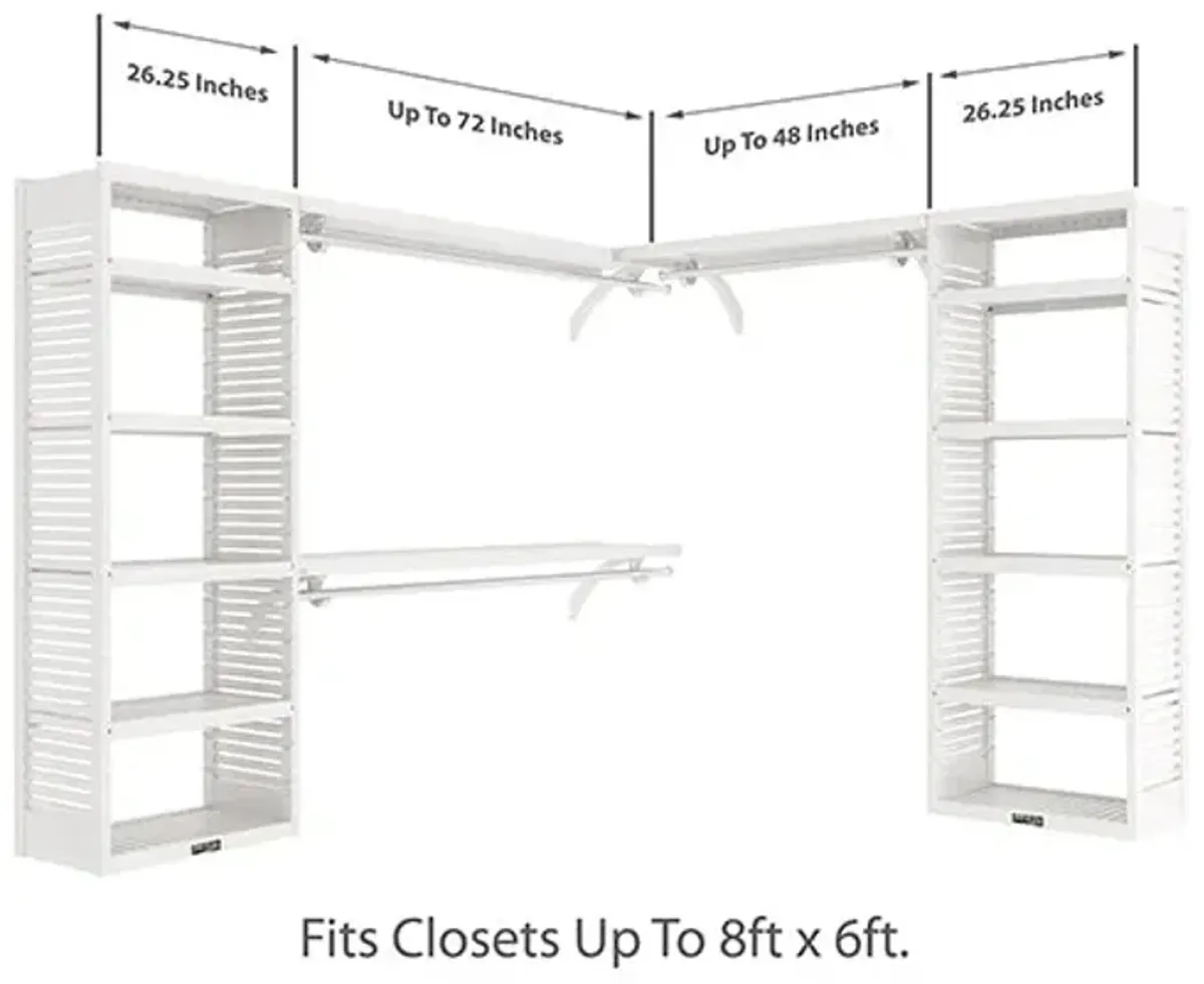 8ft x 6ft Solid Wood L Shaped Walk-in Closet Organizer