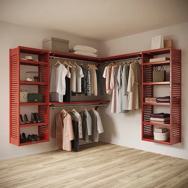 8ft x 6ft Solid Wood L Shaped Walk-in Closet Organizer