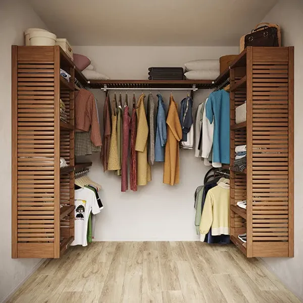 9ft x 6ft Solid Wood U Shaped Walk-in Closet Organizer