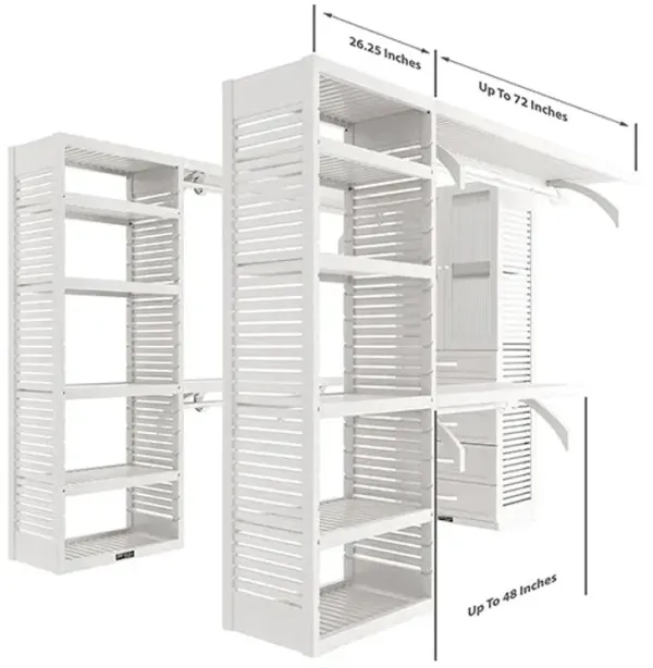 9ft x 8ft Solid Wood U Shaped Walk-in Closet Organizer with Shaker Drawers & Doors