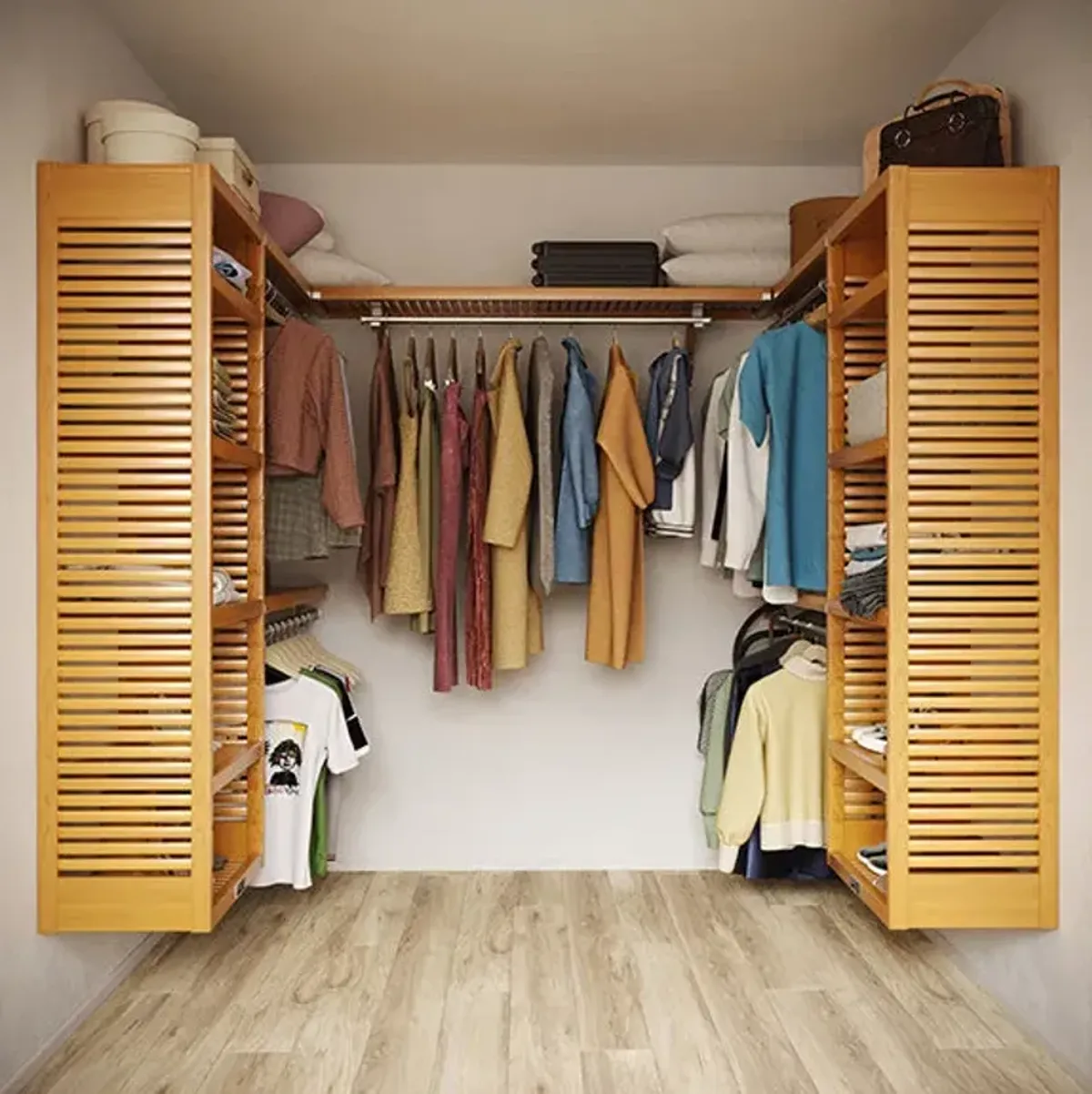 9ft x 6ft Solid Wood U Shaped Walk-in Closet Organizer