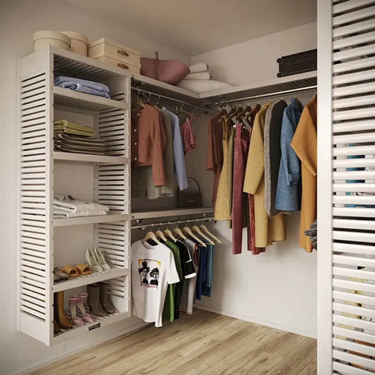 9ft x 6ft Solid Wood U Shaped Walk-in Closet Organizer