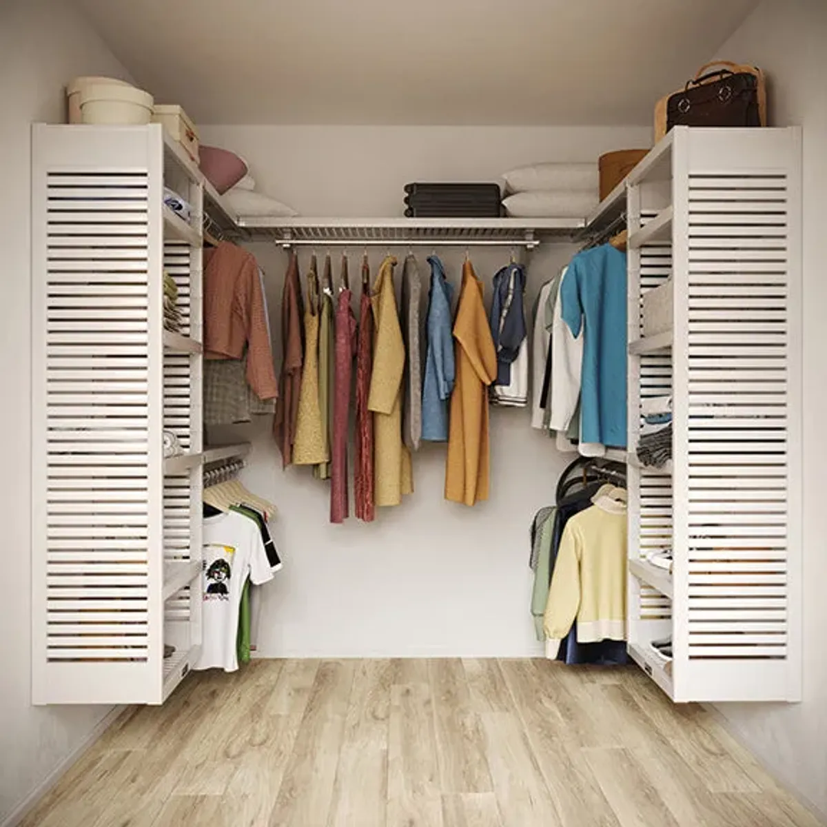 9ft x 6ft Solid Wood U Shaped Walk-in Closet Organizer