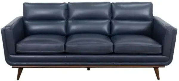Emmitt Navy Leather Sofa 83"