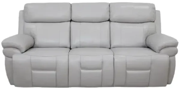 Bishop Silver Leather Zero Gravity Triple Power Reclining Sofa
