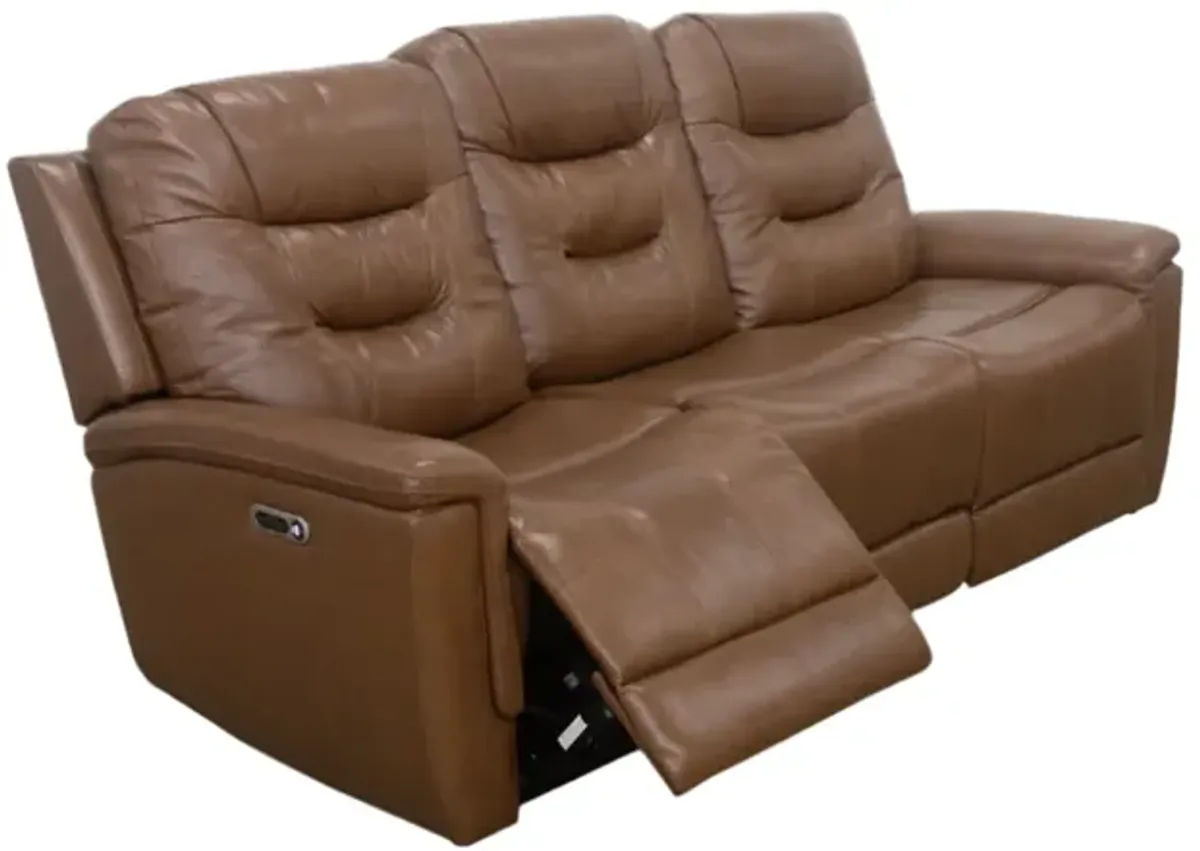 Abbott Camel Leather Power Sofa with Power Headrest
